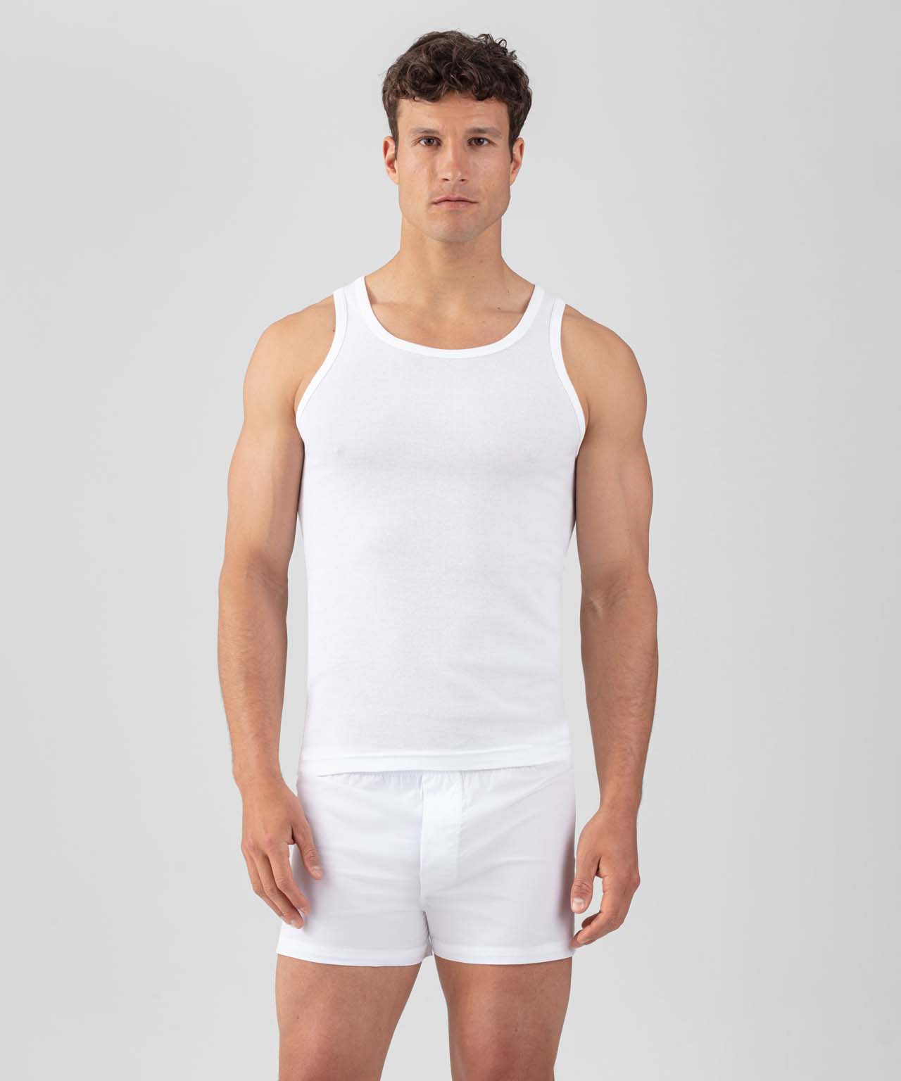 JMR Men Tank Tops 100% Cotton White Sleeveless Undershirts Tagless Ribbed  Slim Fit Muscle Tank Top with Scoop Neckline