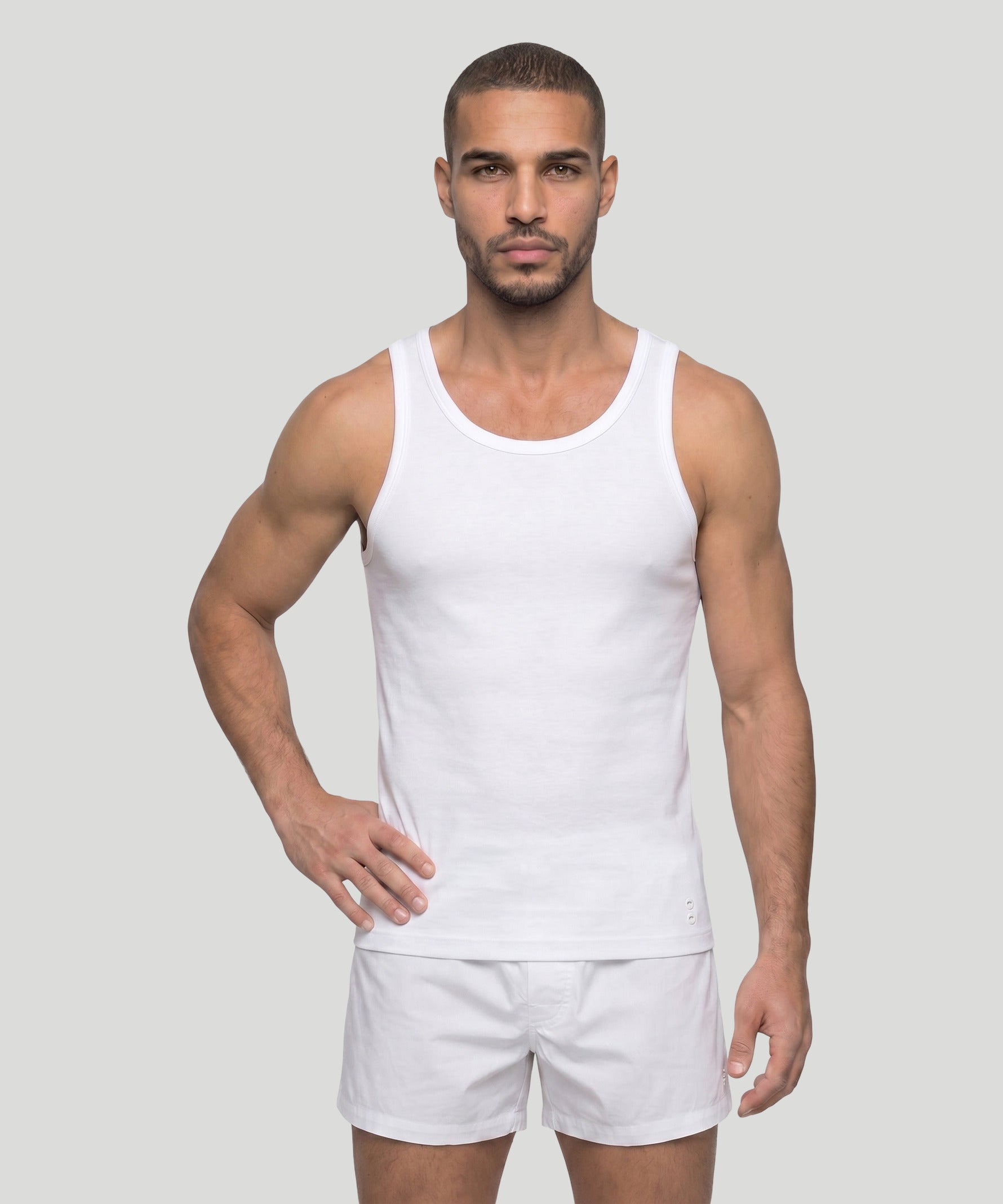 Ribbed Tank Top: White | Ron Dorff