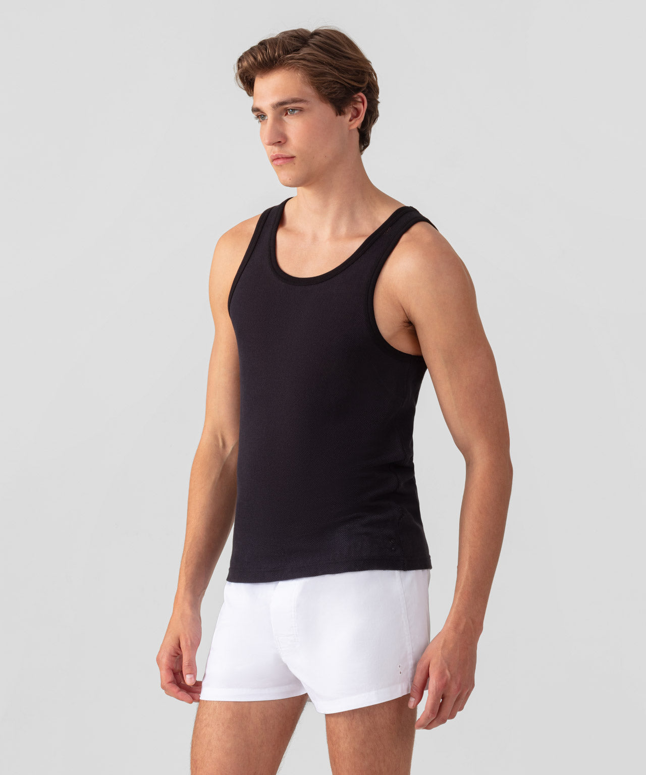 Cotton Mesh Tank Top: Black