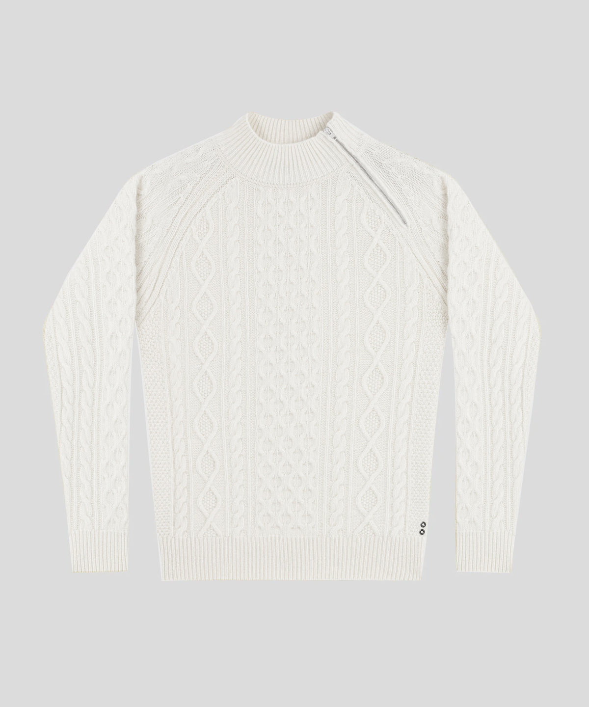 Wool Cashmere Telemark Sweater w Zip: Off White