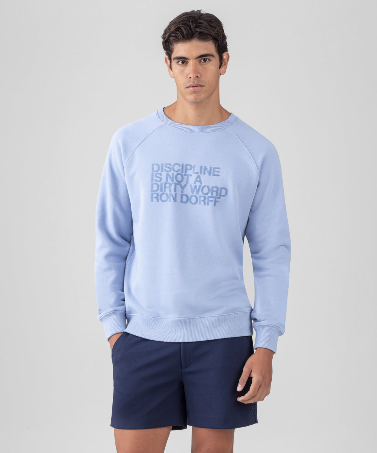 Organic Cotton Sweatshirt "DISCIPLINE": Cloudy Bay