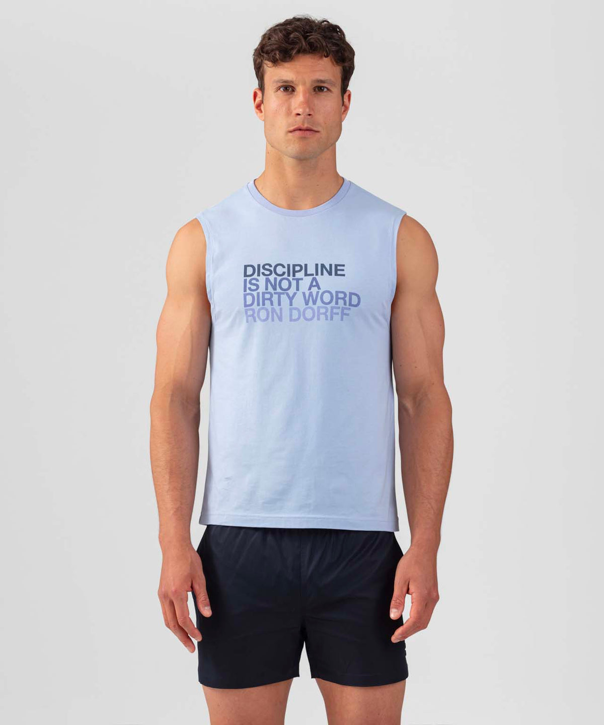 Organic Cotton Sleeveless T-Shirt "DISCIPLINE": Cloudy Bay