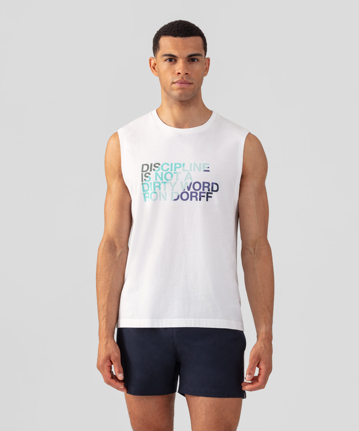 Organic Cotton Sleeveless T-Shirt "DISCIPLINE": Optic White