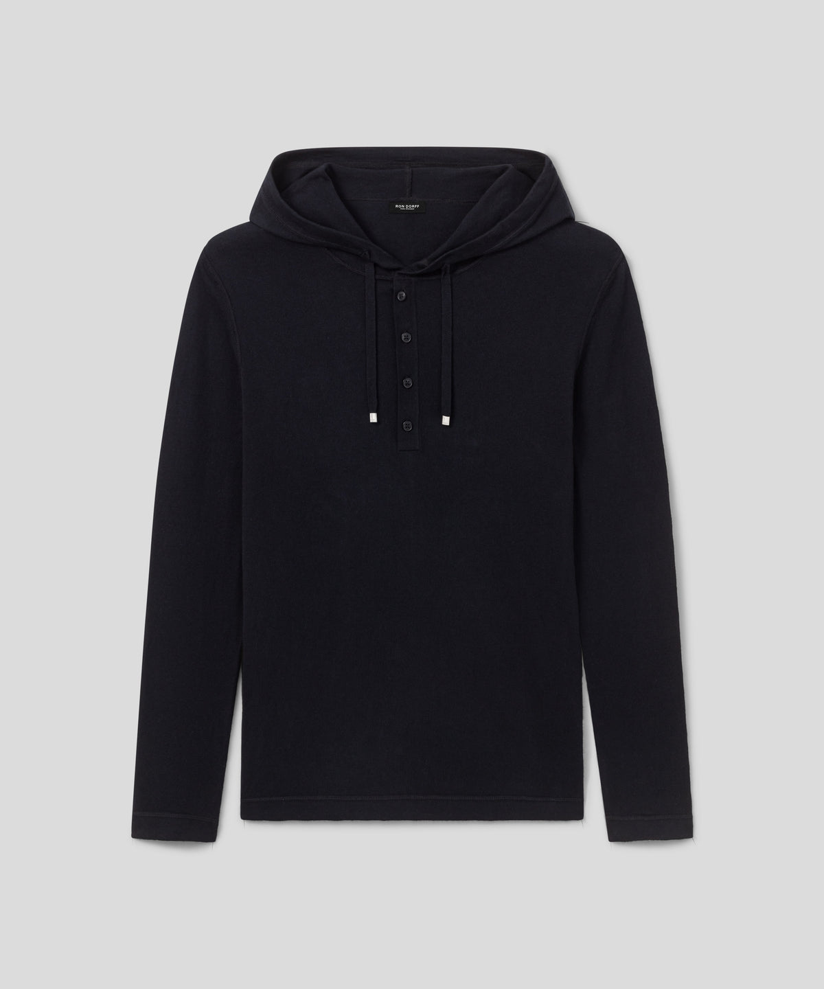 Light Cotton-Silk Hoodie: Black