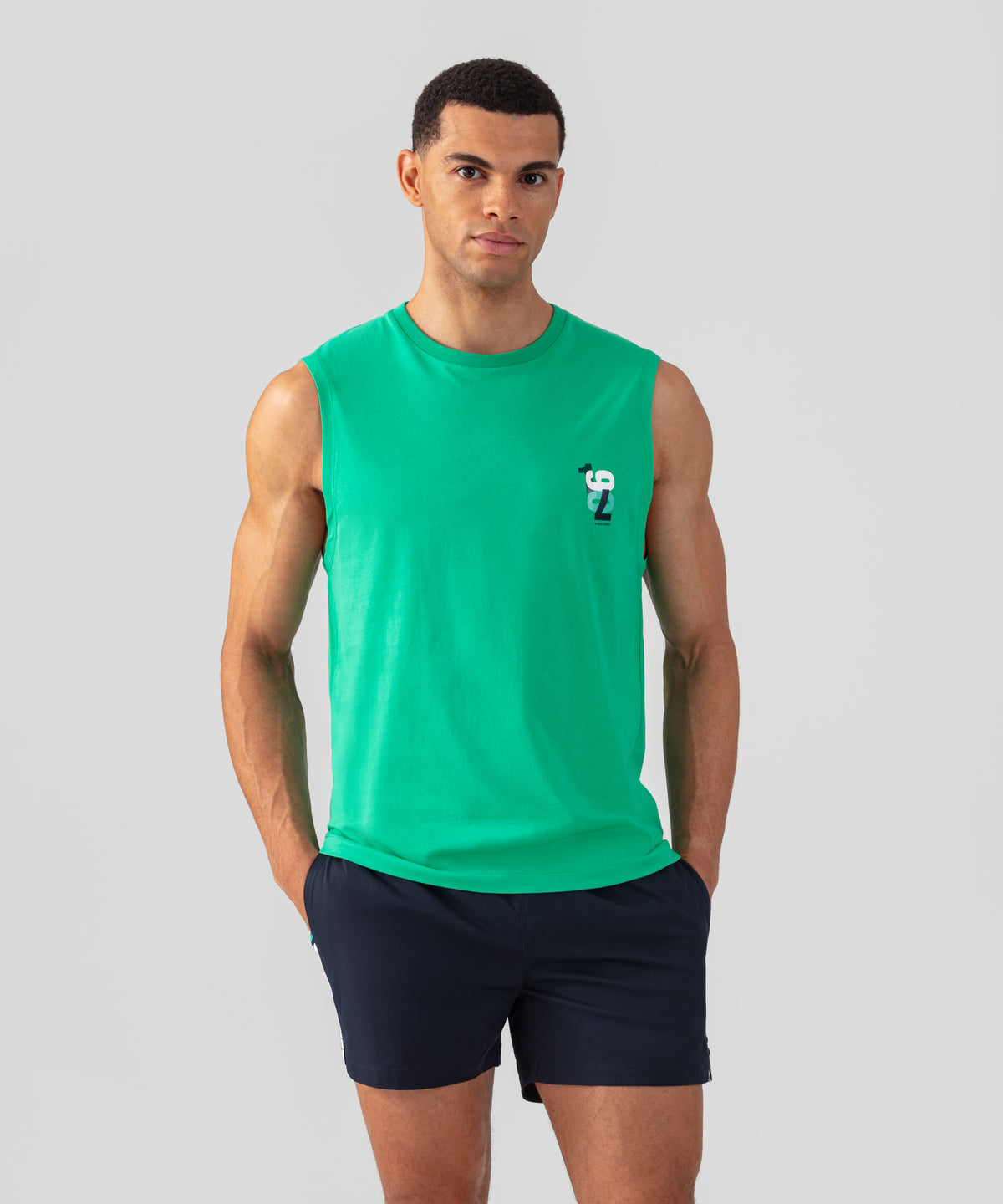 Organic Cotton Sleeveless T-Shirt "1970": Grass Green