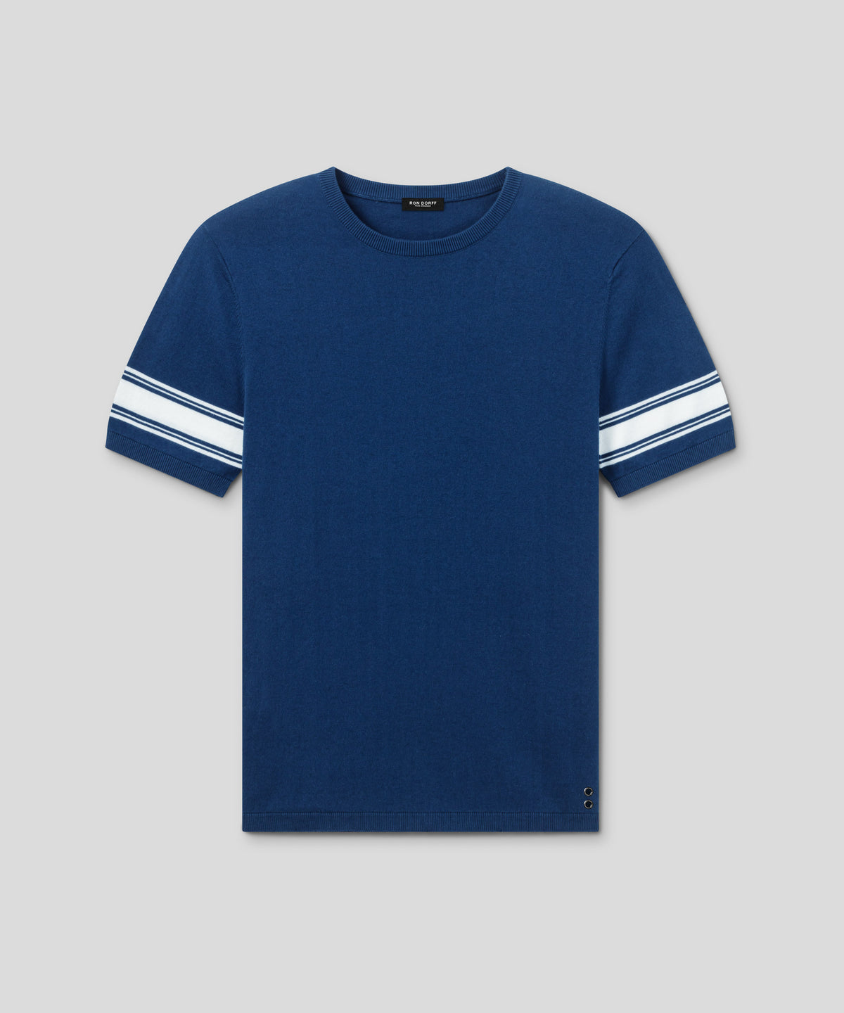 Knitted T-Shirt w. Stripes: Deep Blue