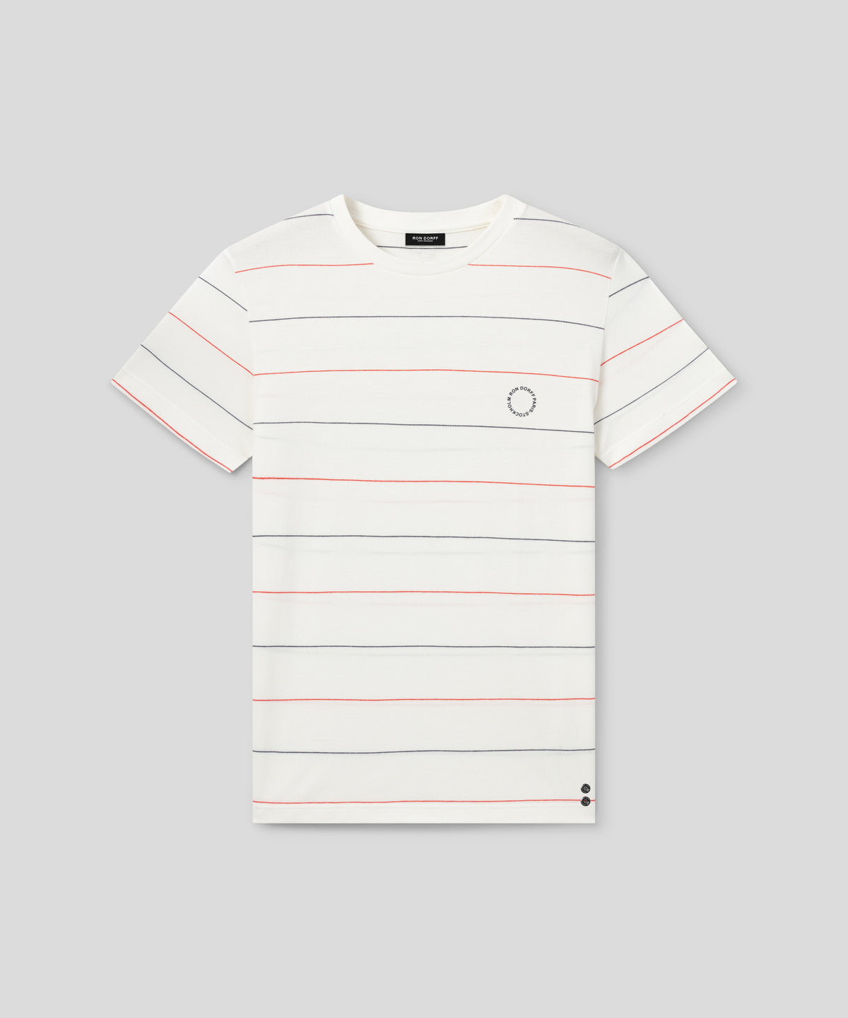 Cotton Piqué T-Shirt w. Tennis Stripes: Off White