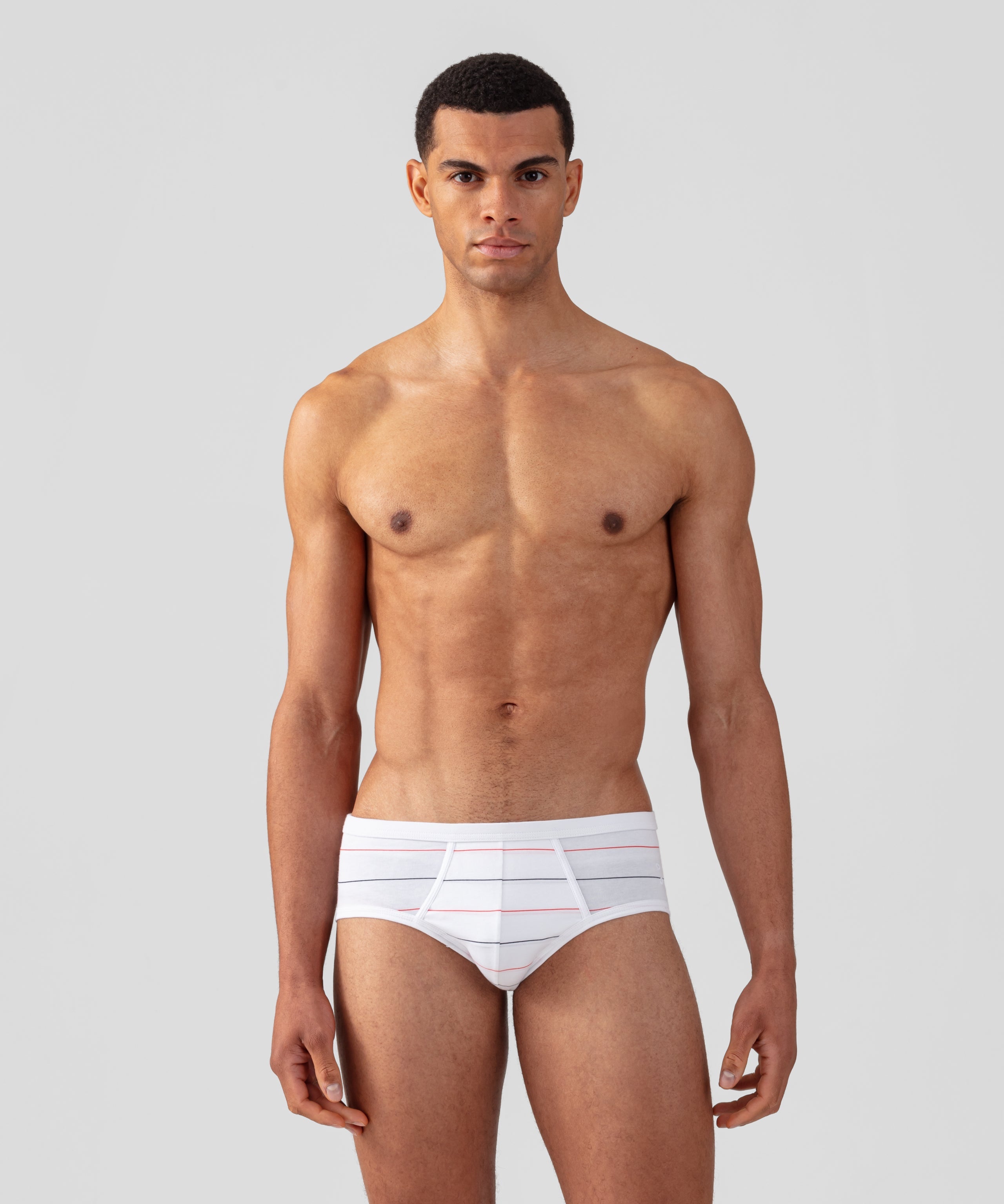 Y Front Briefs W Tennis Stripes Optic White Ron Dorff 2846