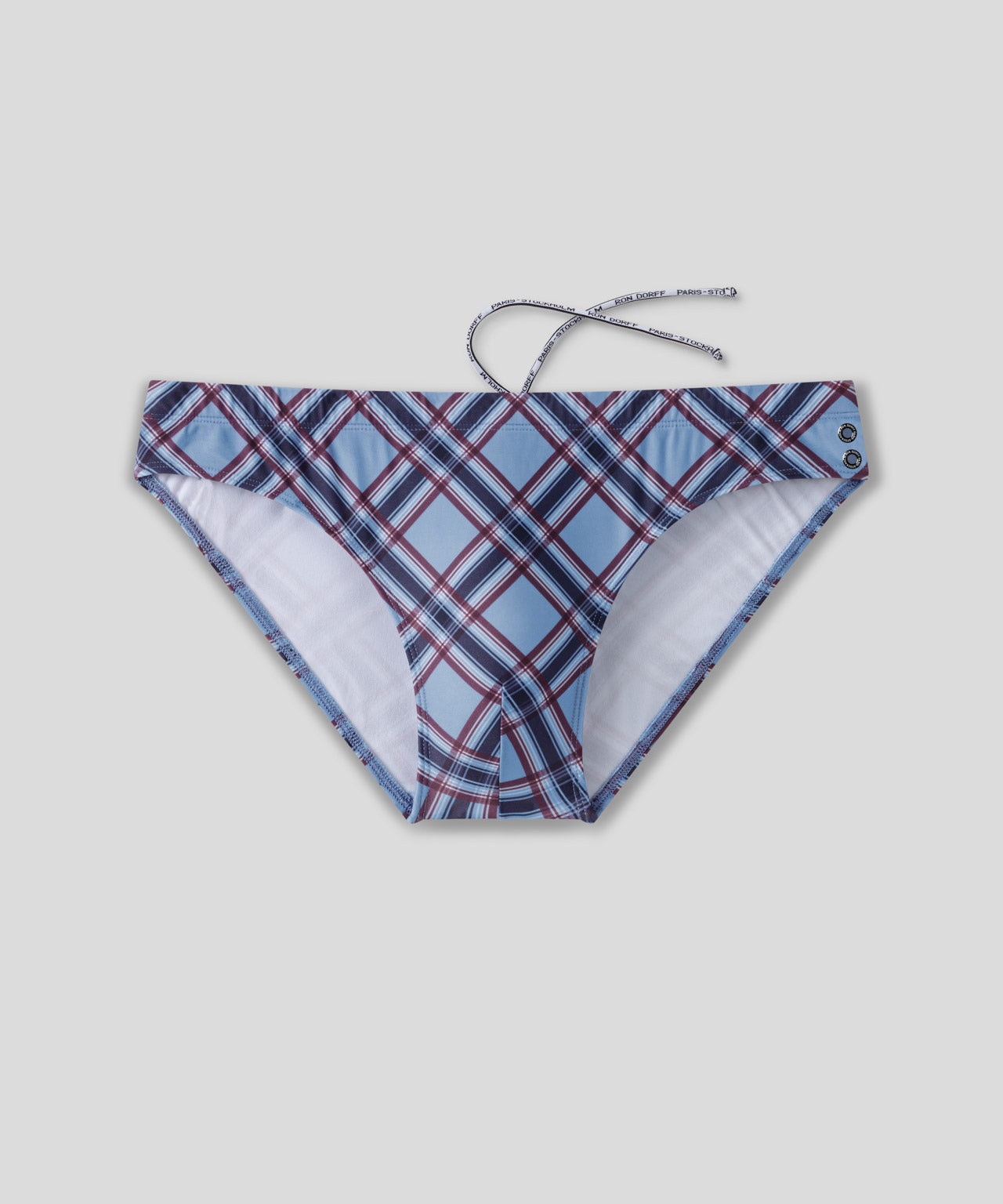 Slim Swim Briefs w. Checkers: Faded Denim