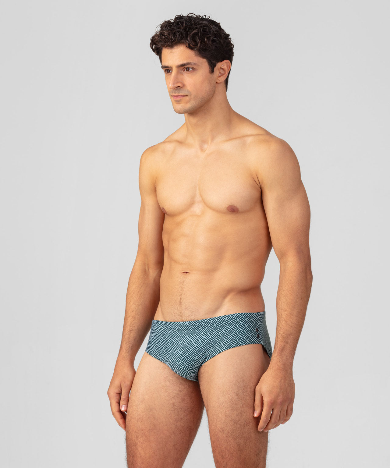 Swim Briefs w. Graphic Pattern: Pine Green