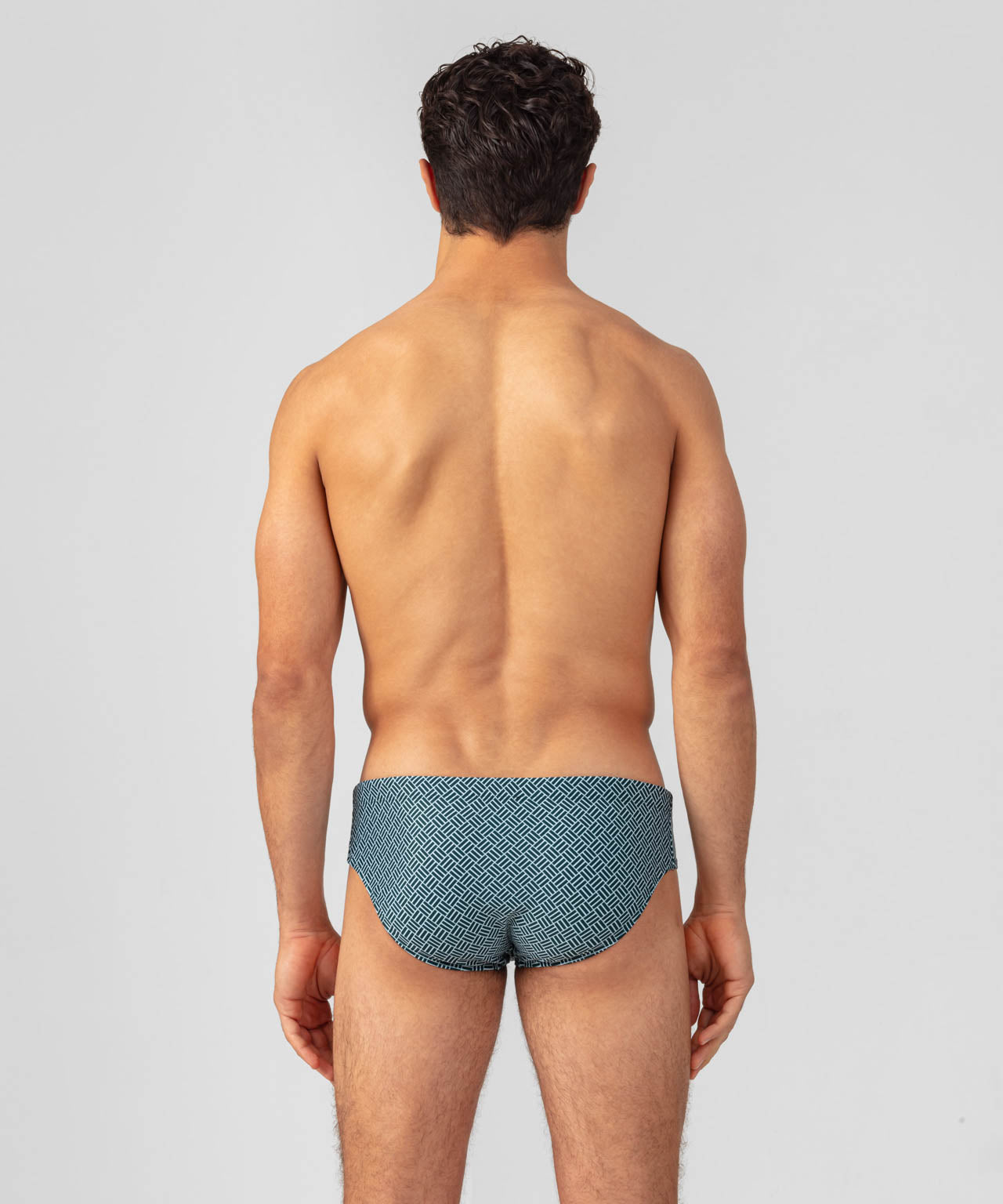 Swim Briefs w. Graphic Pattern: Pine Green