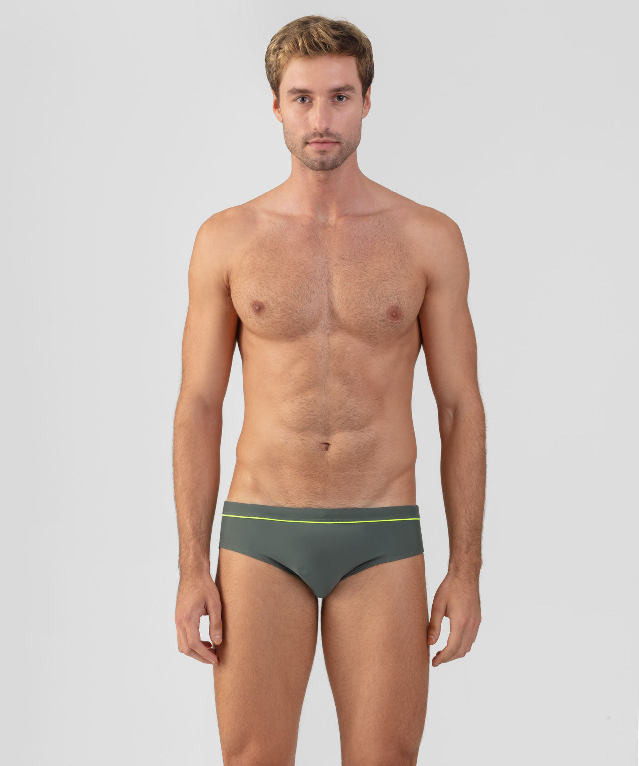 Swim Briefs w. Neon Piping: Green Shadow/Neon Yellow