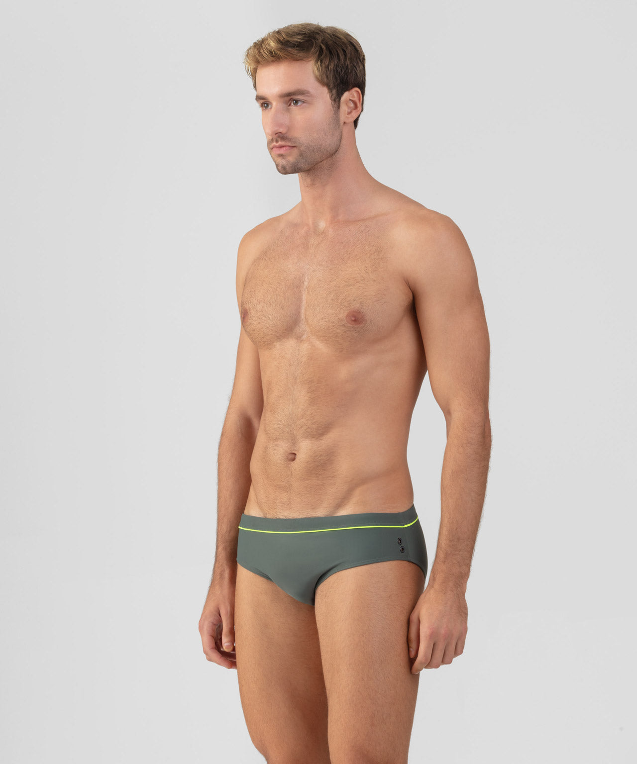 Swim Briefs w. Neon Piping: Green Shadow/Neon Yellow