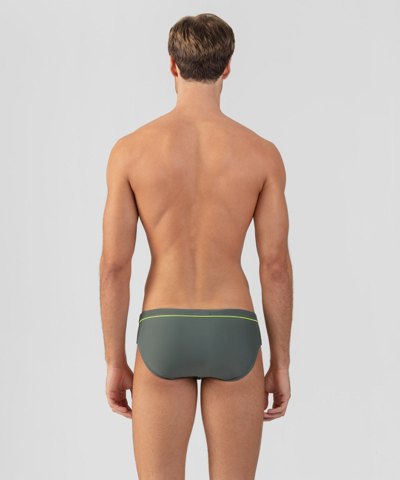 Swim Briefs w. Neon Piping: Green Shadow/Neon Yellow