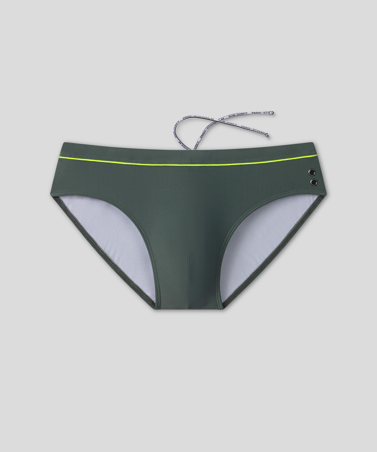 Swim Briefs w. Neon Piping: Green Shadow/Neon Yellow