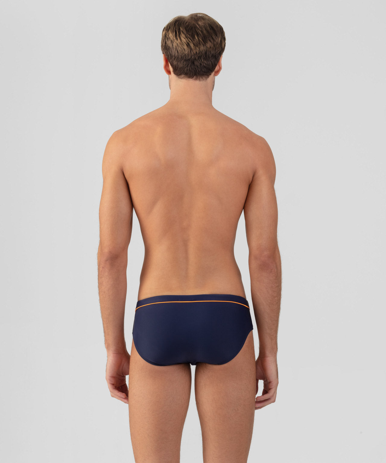 Swim Briefs w. Neon Piping: Navy/Neon Orange