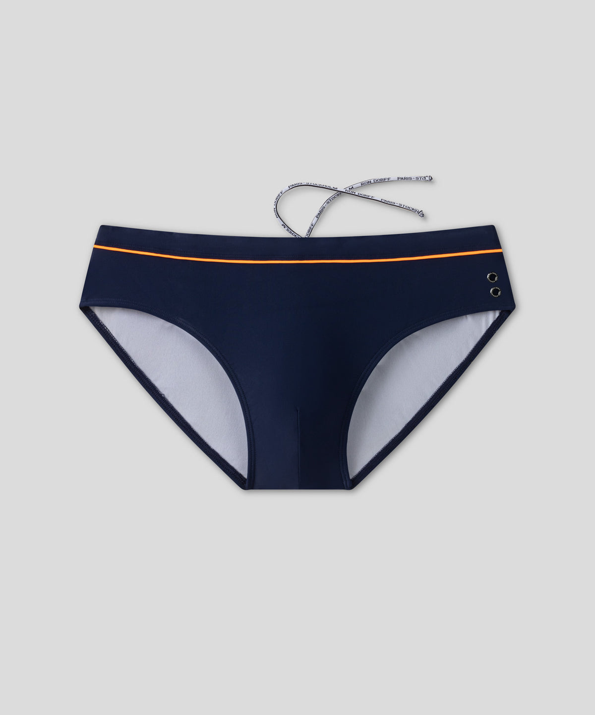 Swim Briefs w. Neon Piping: Navy/Neon Orange