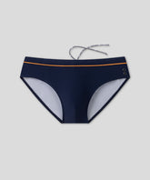 Swim Briefs w. Neon Piping: Navy/Neon Orange