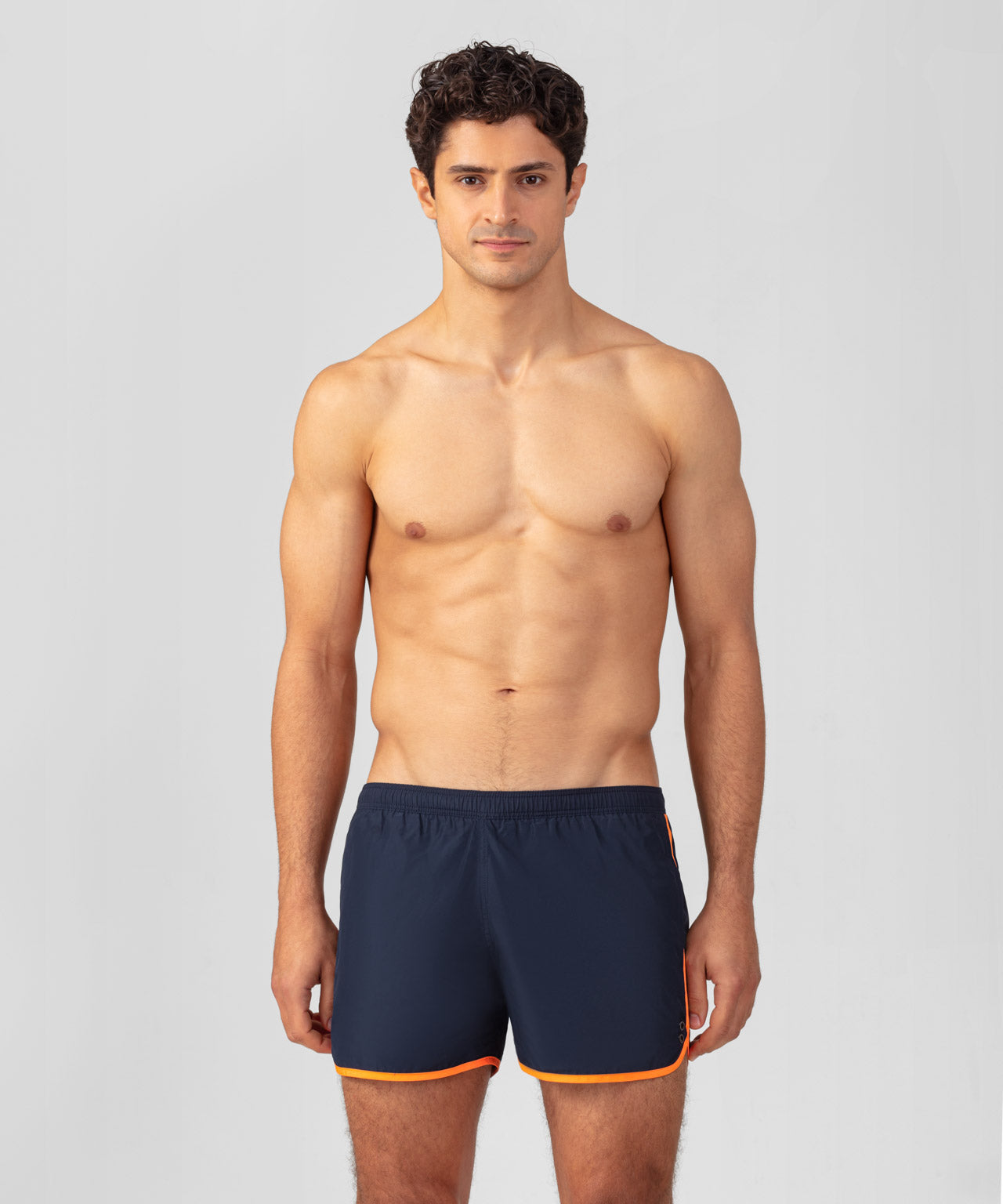 Marathon Swim Shorts: Navy/Neon Orange | Ron Dorff