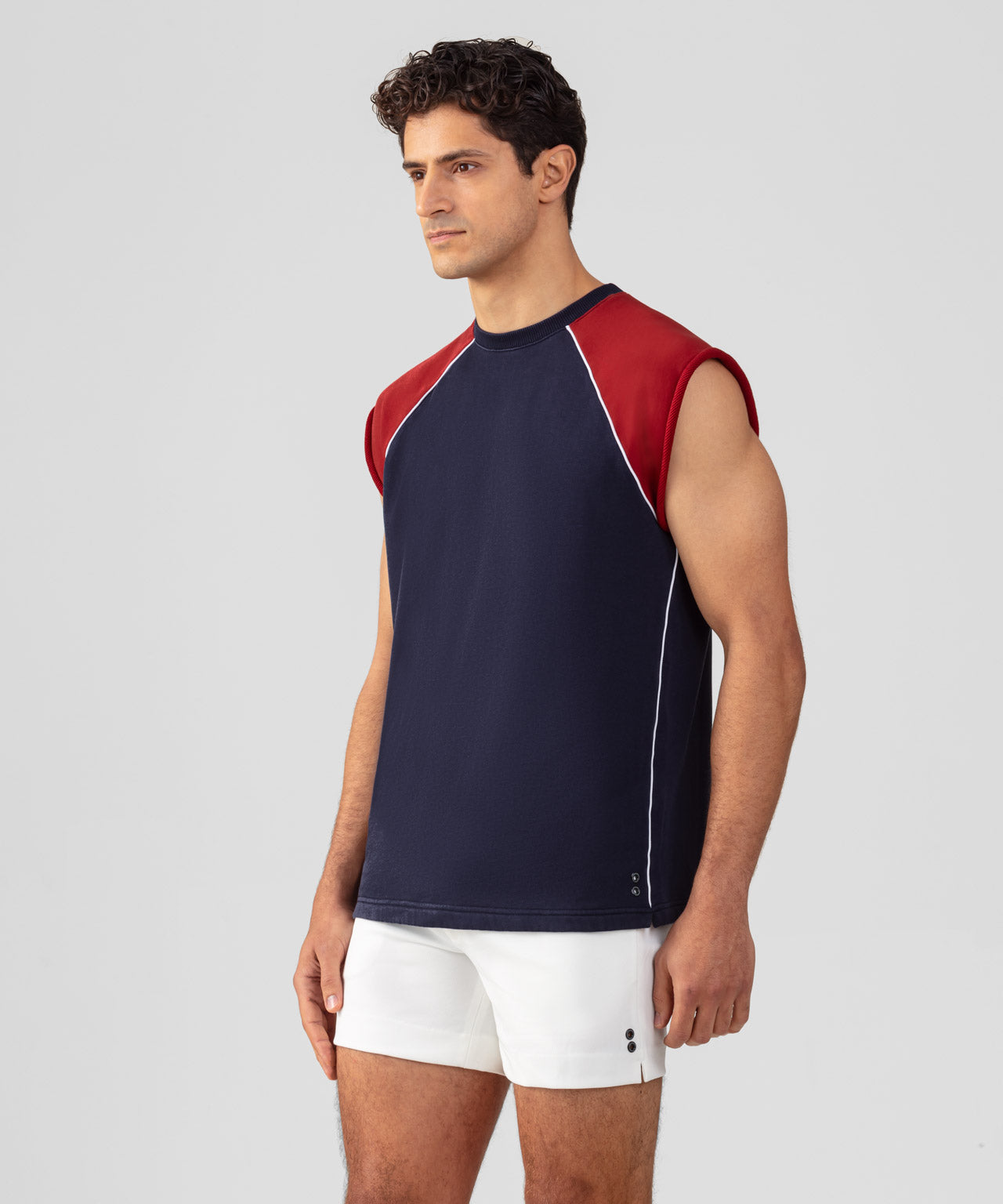 Organic Cotton Sleeveless Sweatshirt: Navy