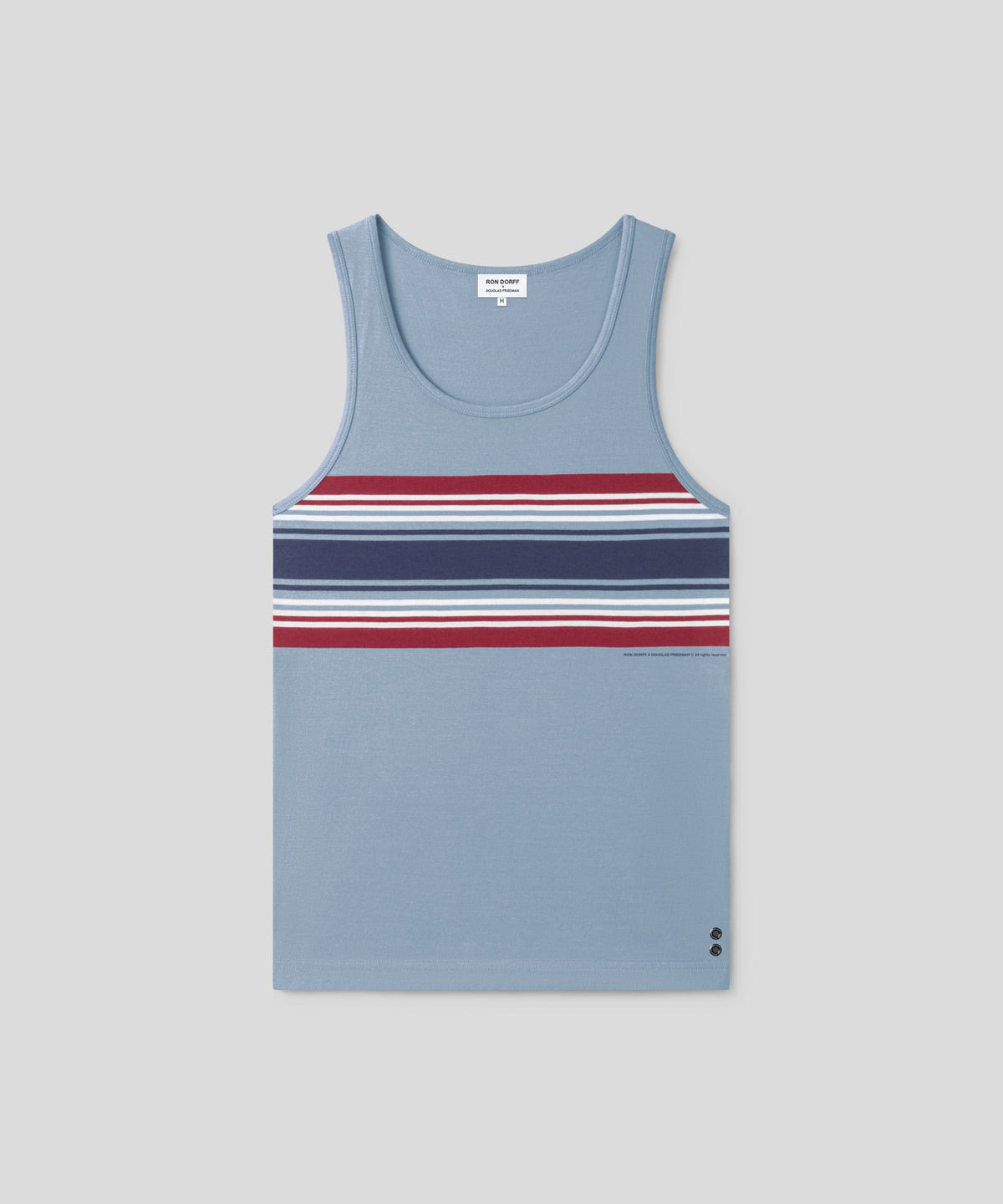 Organic Cotton Tank Top w. Chest Stripes: Faded Denim