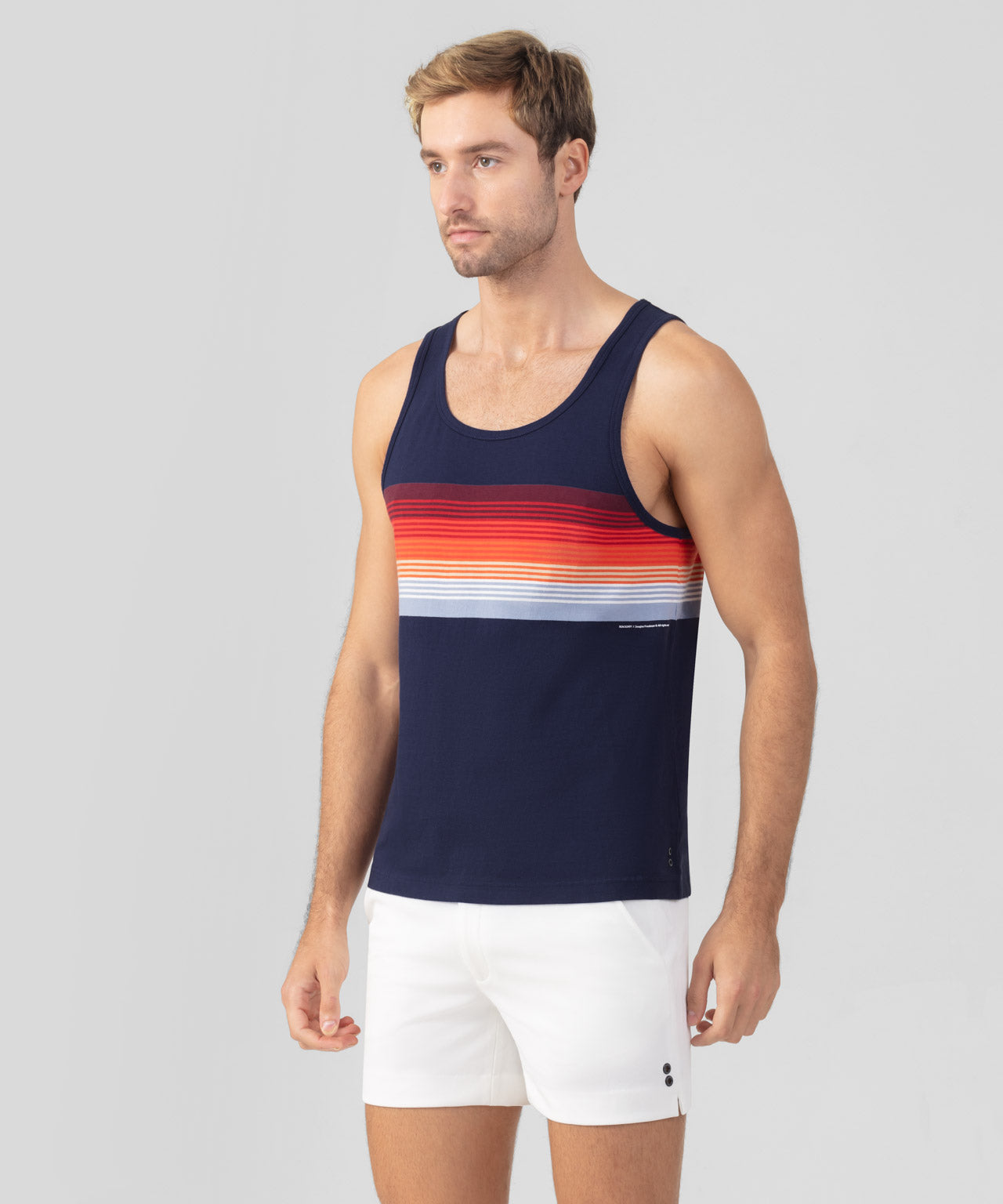 Organic Cotton Tank Top w. Chest Stripes: Navy