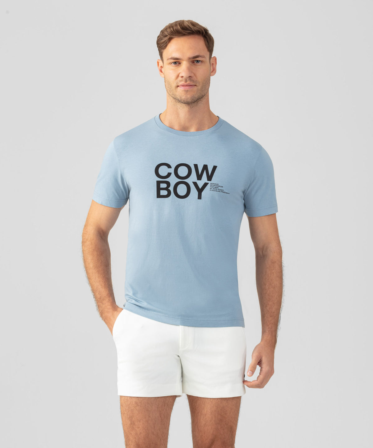 Organic Cotton T-Shirt "COW BOY": Faded Denim