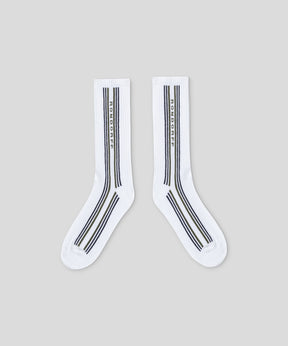 Sports Socks RD w. Side Stripes: White