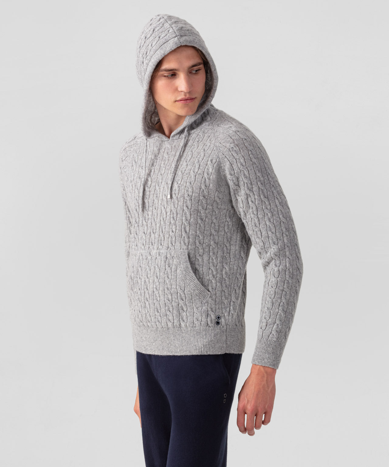 Wool Cashmere Telemark Hoodie Sweater: Grey Melange