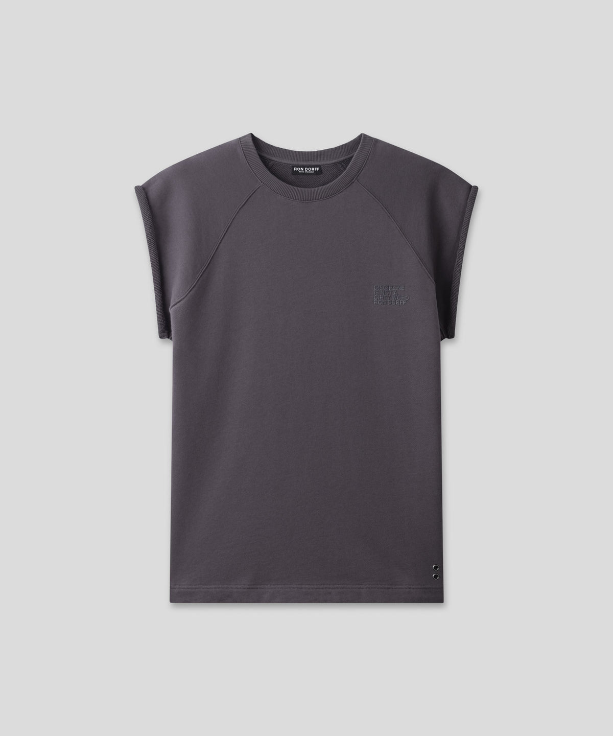 Organic Cotton Sleeveless Sweatshirt "DISCIPLINE": Cosmo Grey