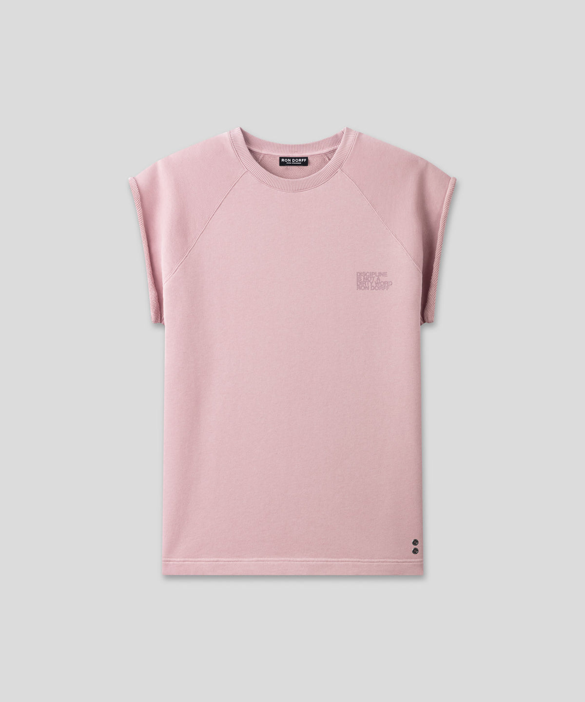 Organic Cotton Sleeveless Sweatshirt "DISCIPLINE": Woodrose