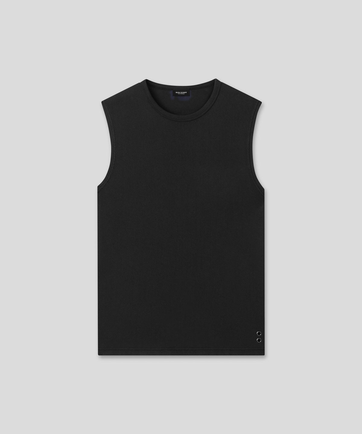 Cotton Mesh Sleeveless T-Shirt: Black