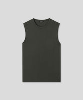 Cotton Mesh Sleeveless T-Shirt: Dark Khaki