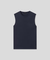 Cotton Mesh Sleeveless T-Shirt: Navy