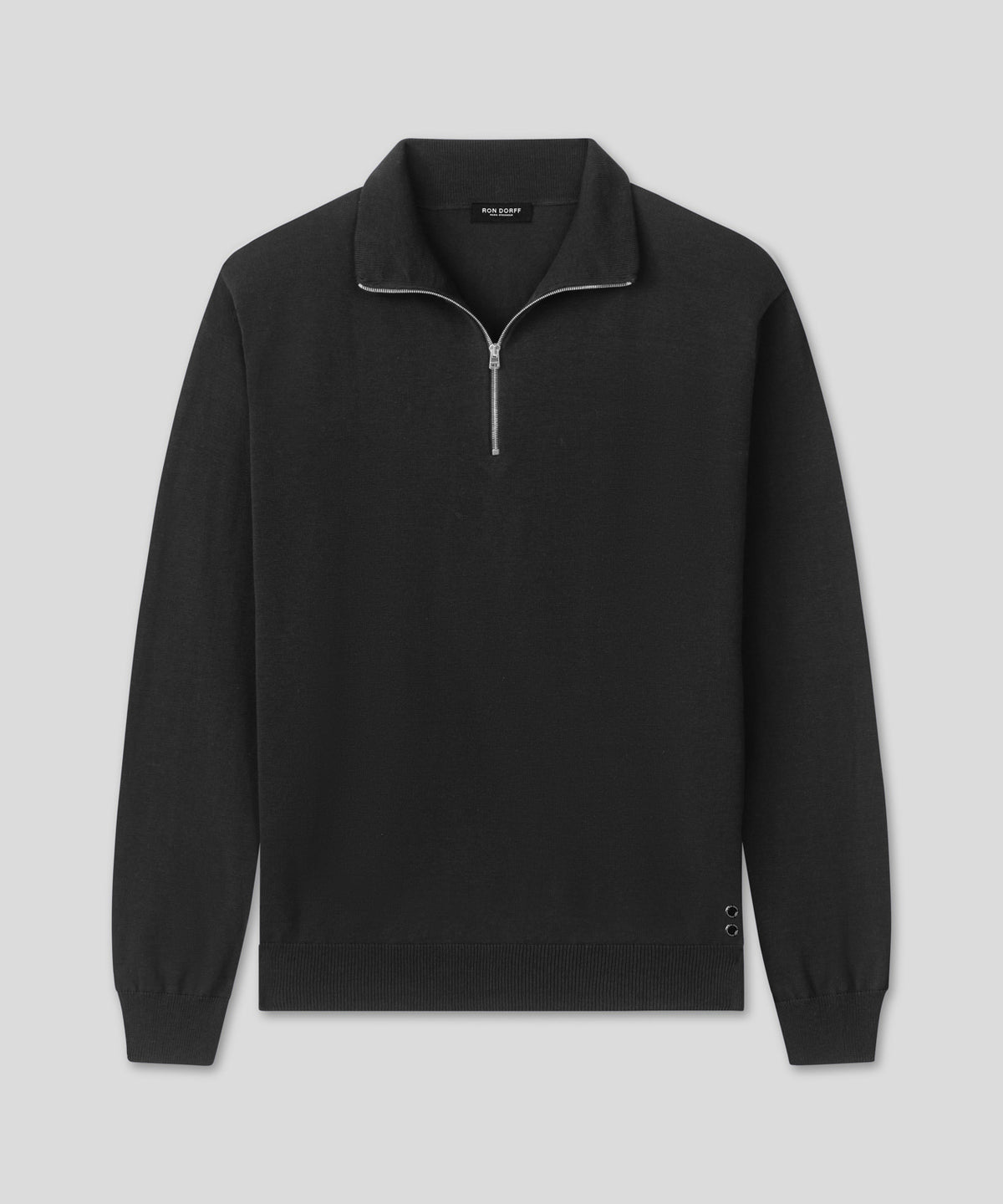 Cotton Silk RD Polo Long Sleeve: Black