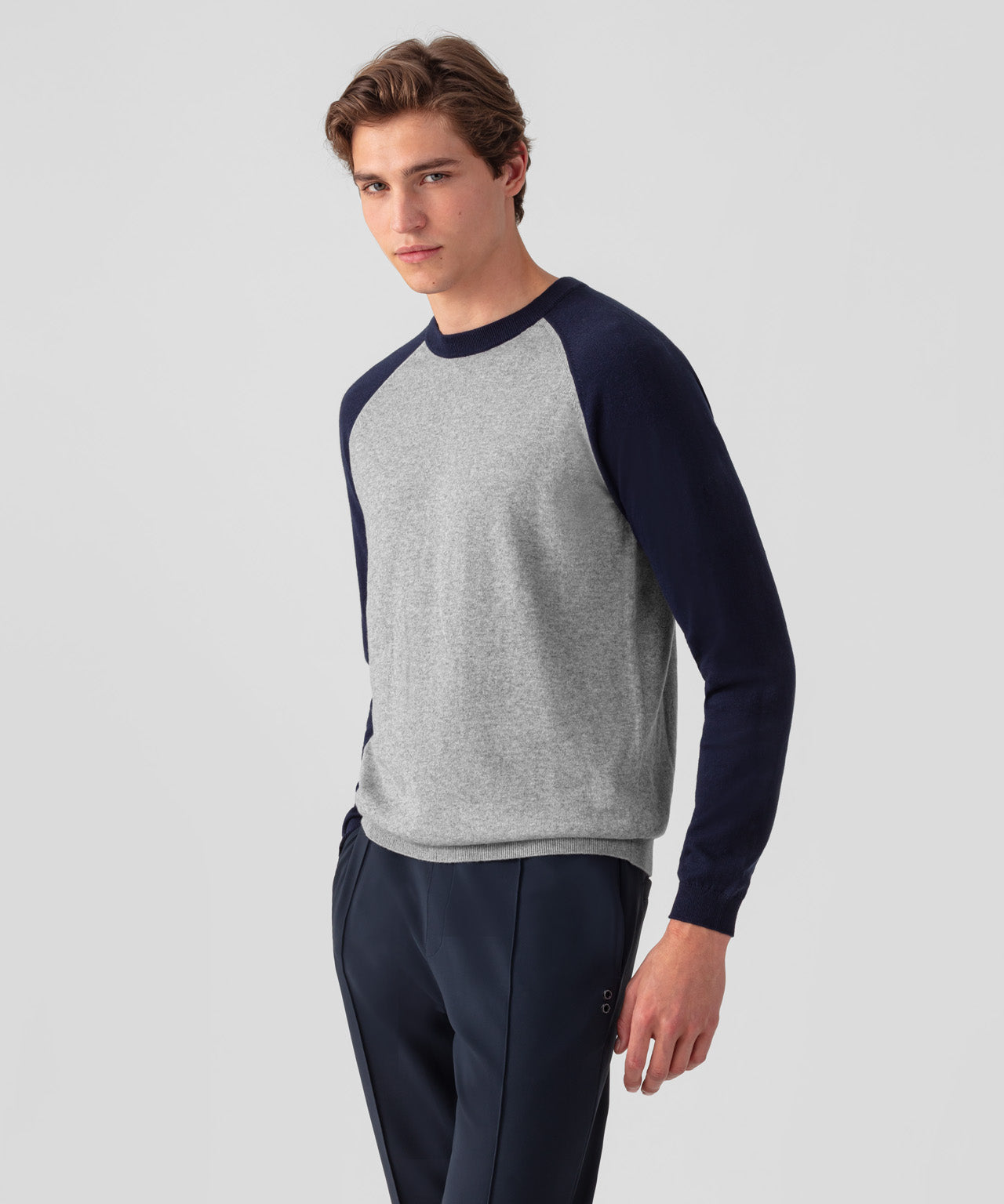 Cotton Wool Knitted Long Sleeved T-Shirt: Navy