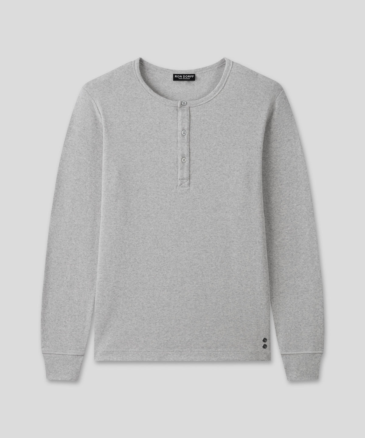 Army Ribbed Henley T-Shirt: Grey Melange