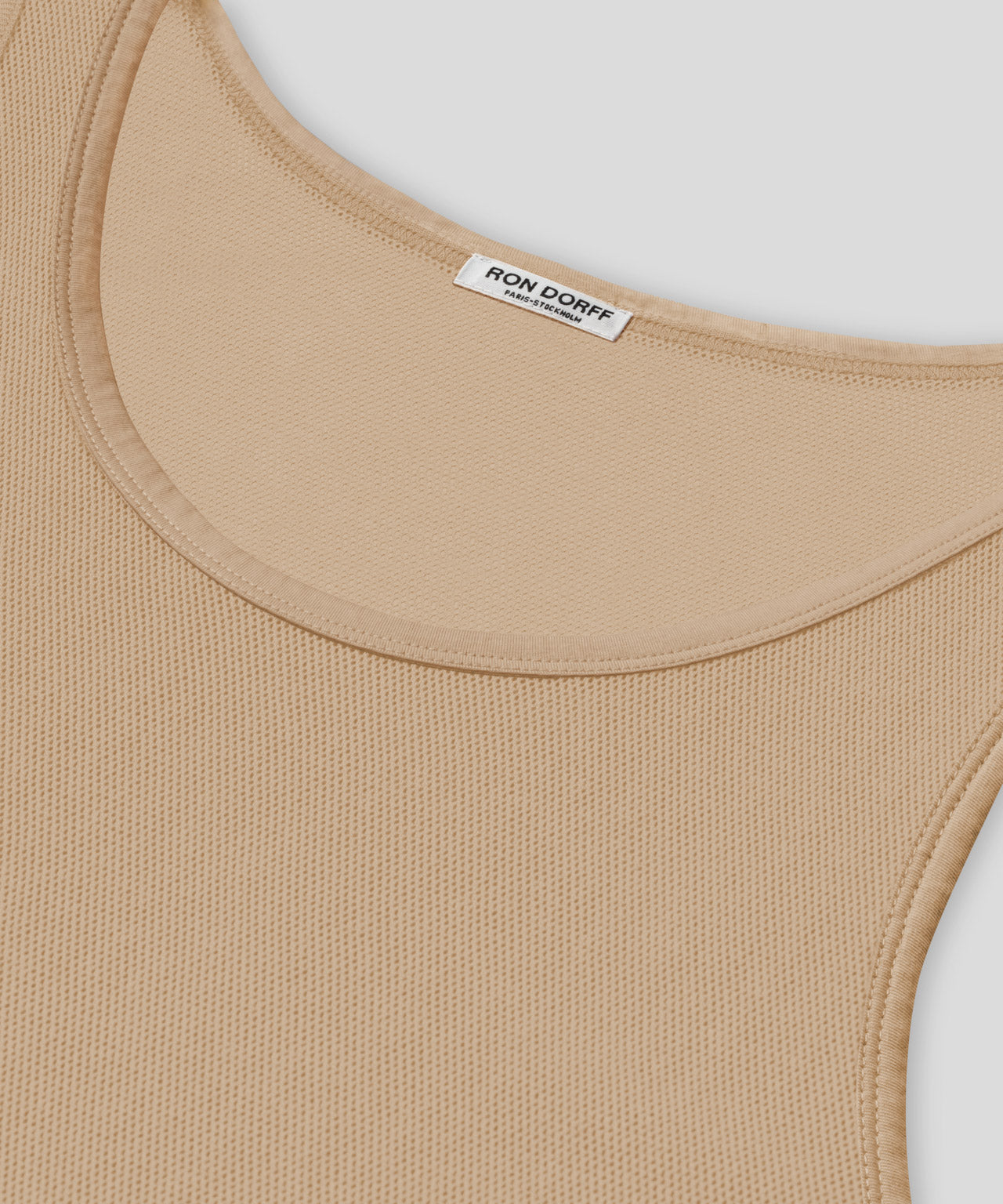 Cotton Mesh Tank Top: Nude