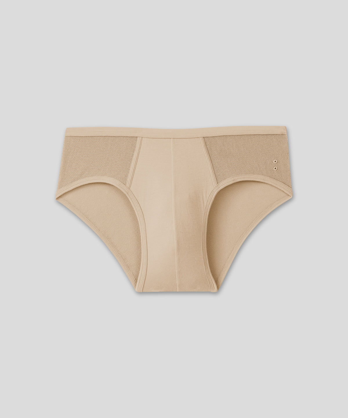 Cotton Mesh Y-Front Briefs: Nude
