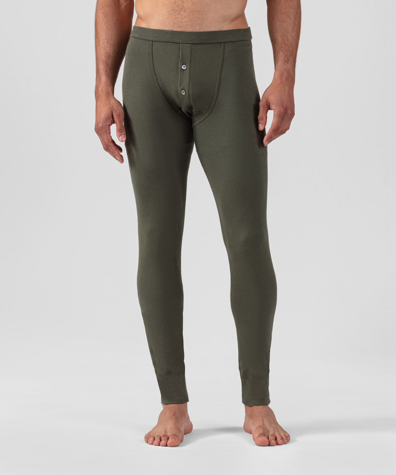 Army Ribbed Long Johns: Military Green | Ron Dorff