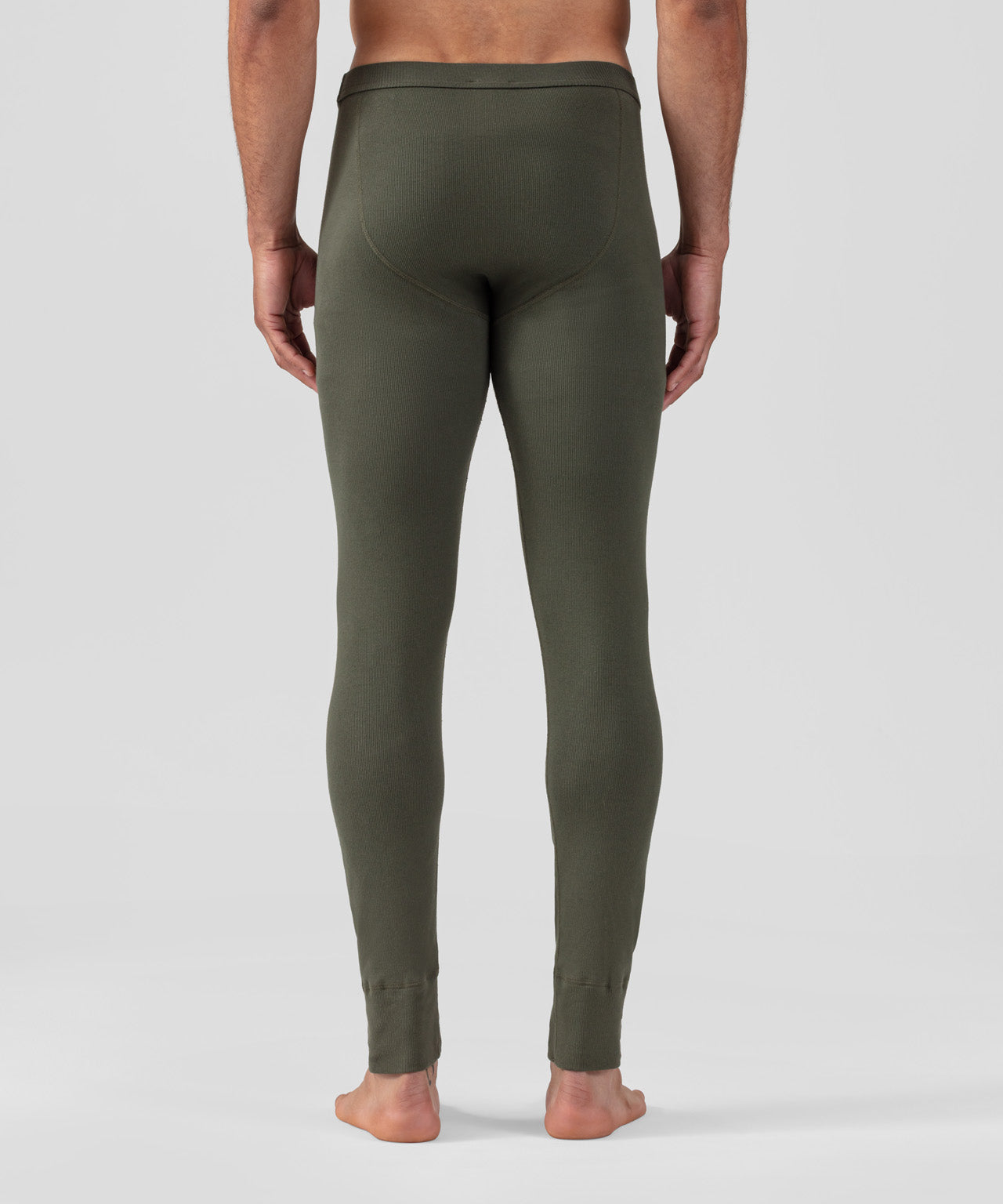 Army Ribbed Long Johns: Military Green