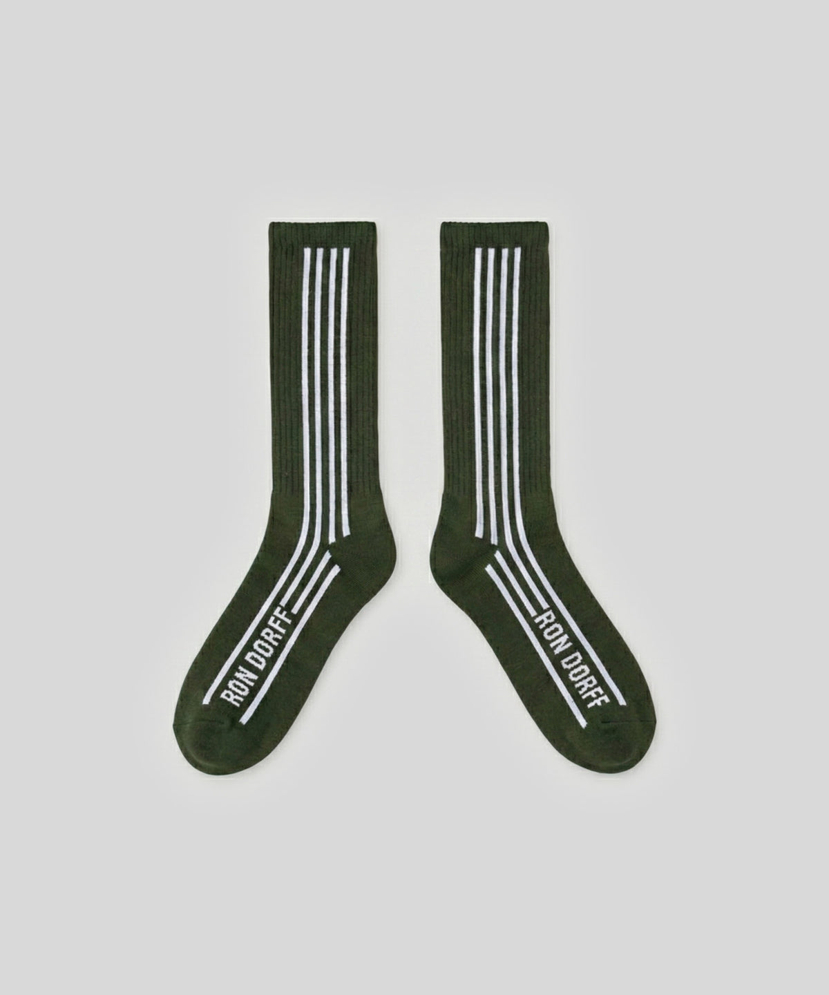Sports Socks w. Vertical Lines: Court Green
