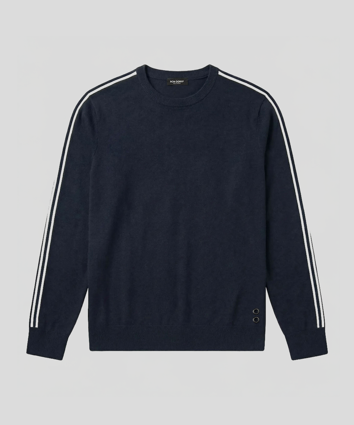 Wool Cotton Sweater w. Lines: Navy