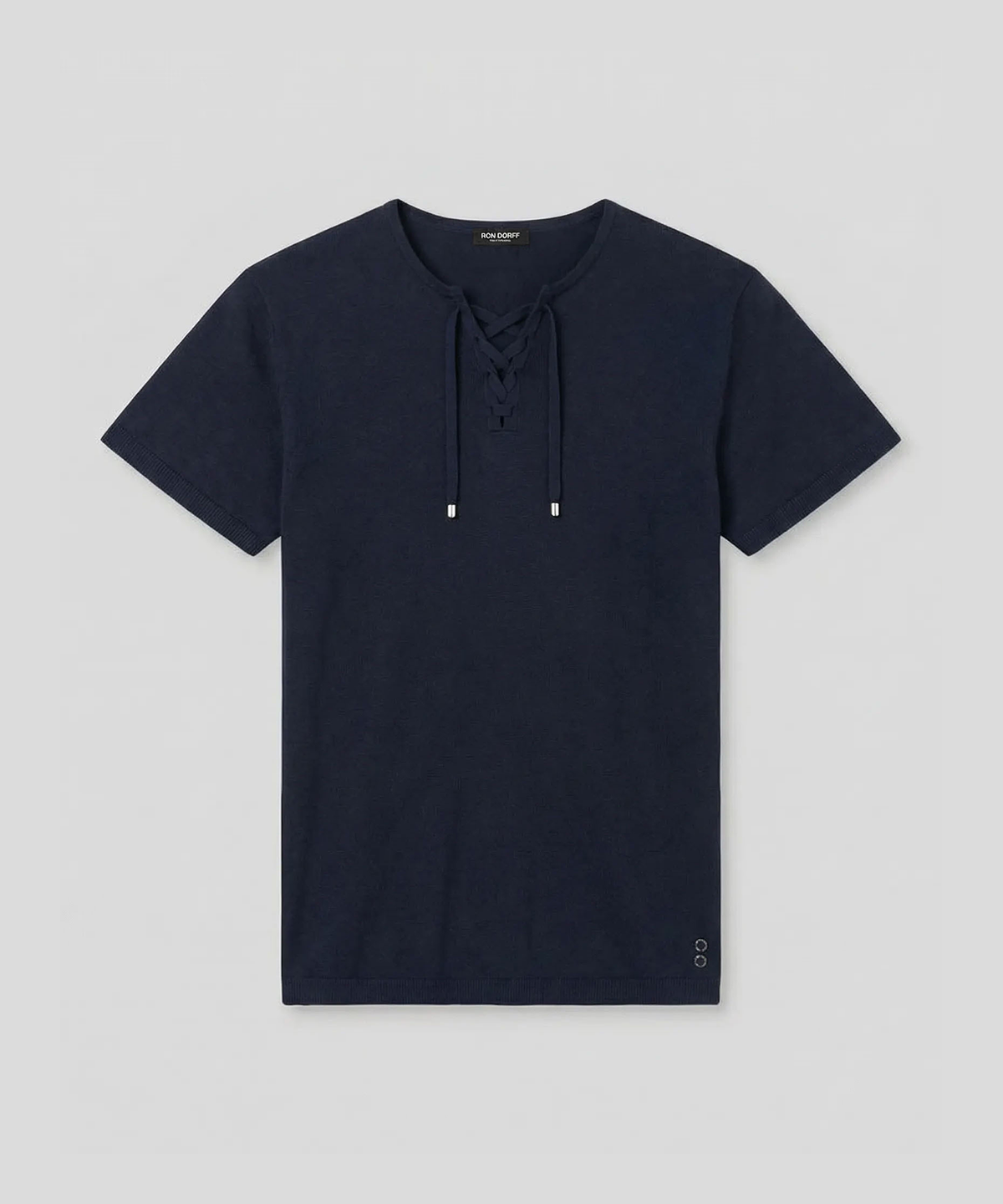 Knitted T-Shirt w. Drawstrings: Navy