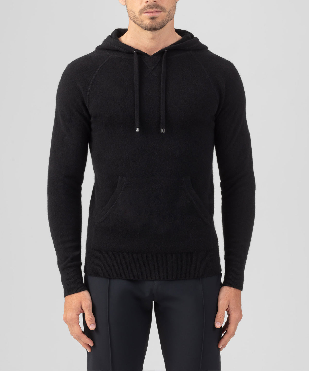 Wool Cashmere Hoodie: Black