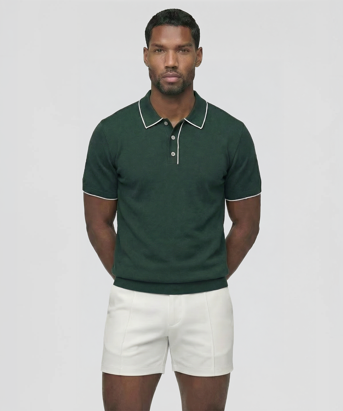Cotton-Silk Polo: Court Green