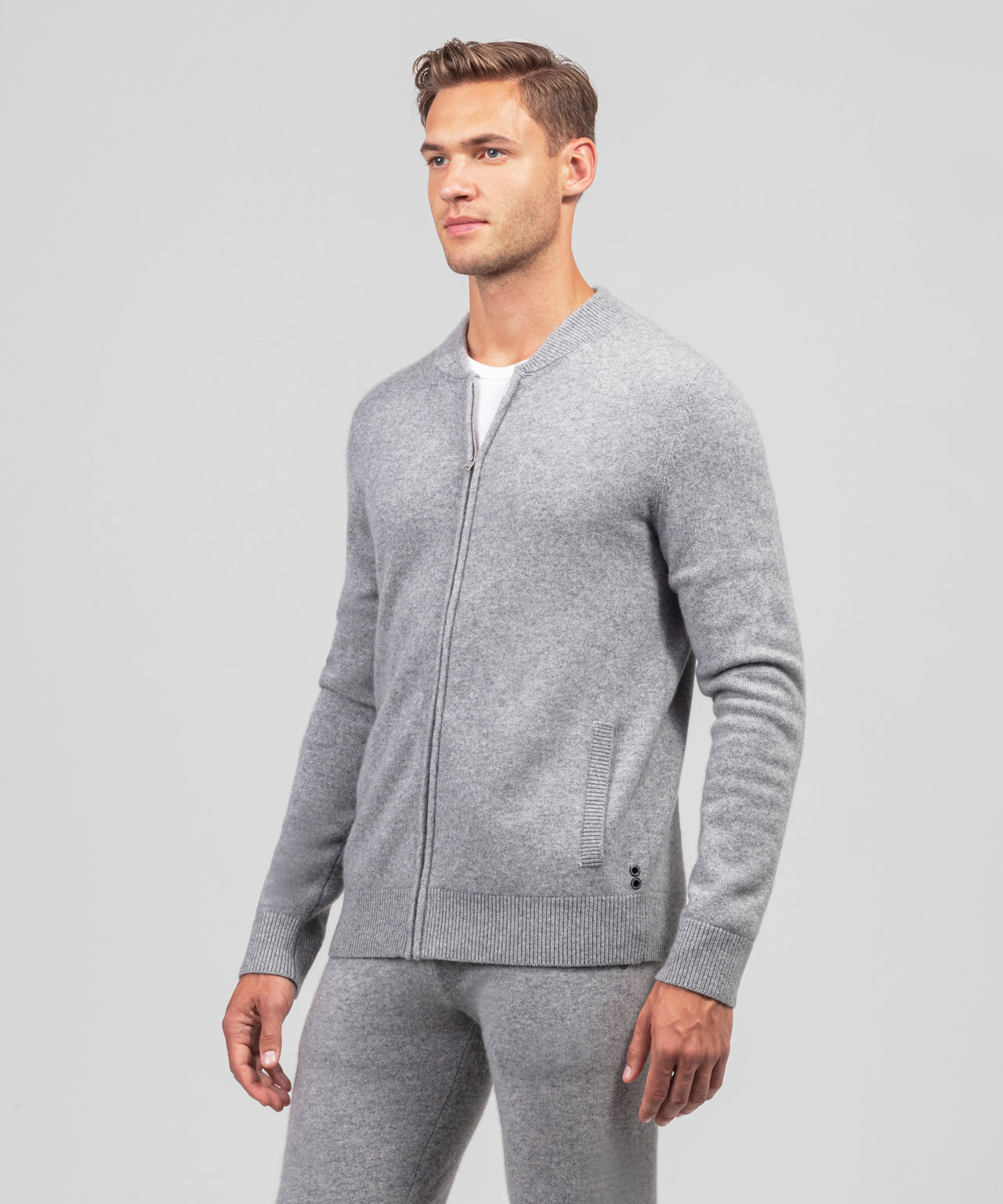 Cashmere Tennis Jacket: Grey Melange
