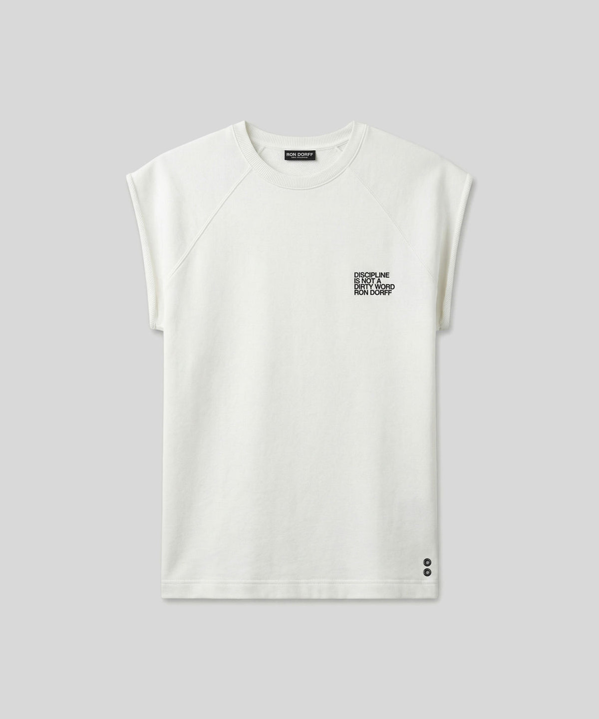 Organic Cotton Sleeveless Sweatshirt "DISCIPLINE": Off White
