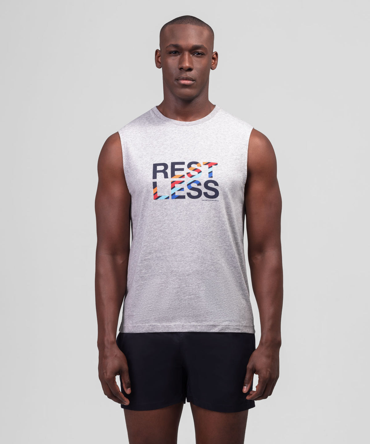 Organic Cotton Sleeveless T-Shirt REST LESS: Grey Melange