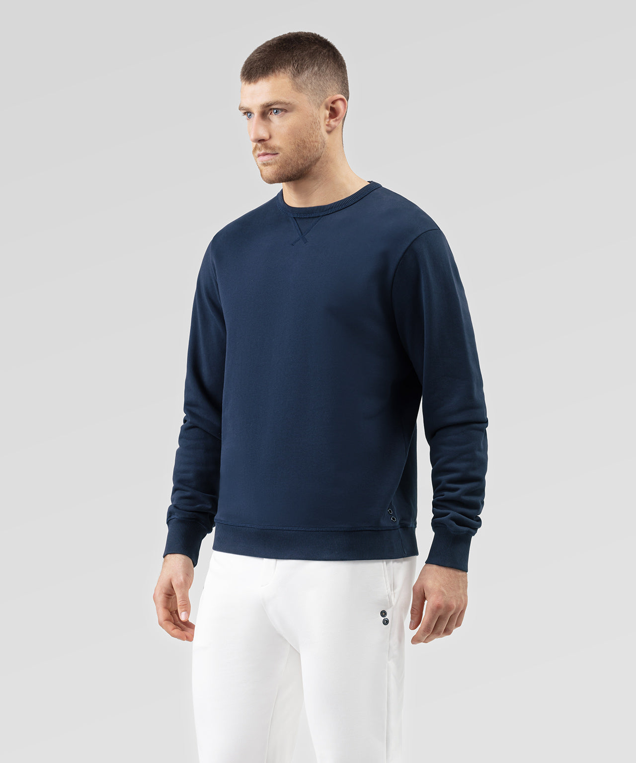 Organic Cotton Eyelet Edition Sweatshirt: Navy